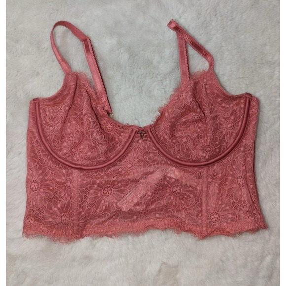 Victorias Secret Lace Long Line Demi Bra 34DDD Pink - Picture 5 of 8